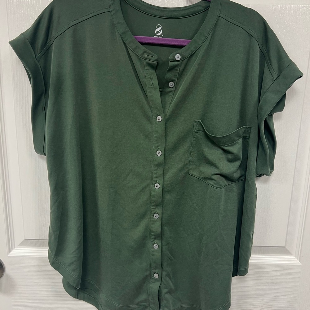 Lou & Grey sandwashed tie front pocket  Shirt